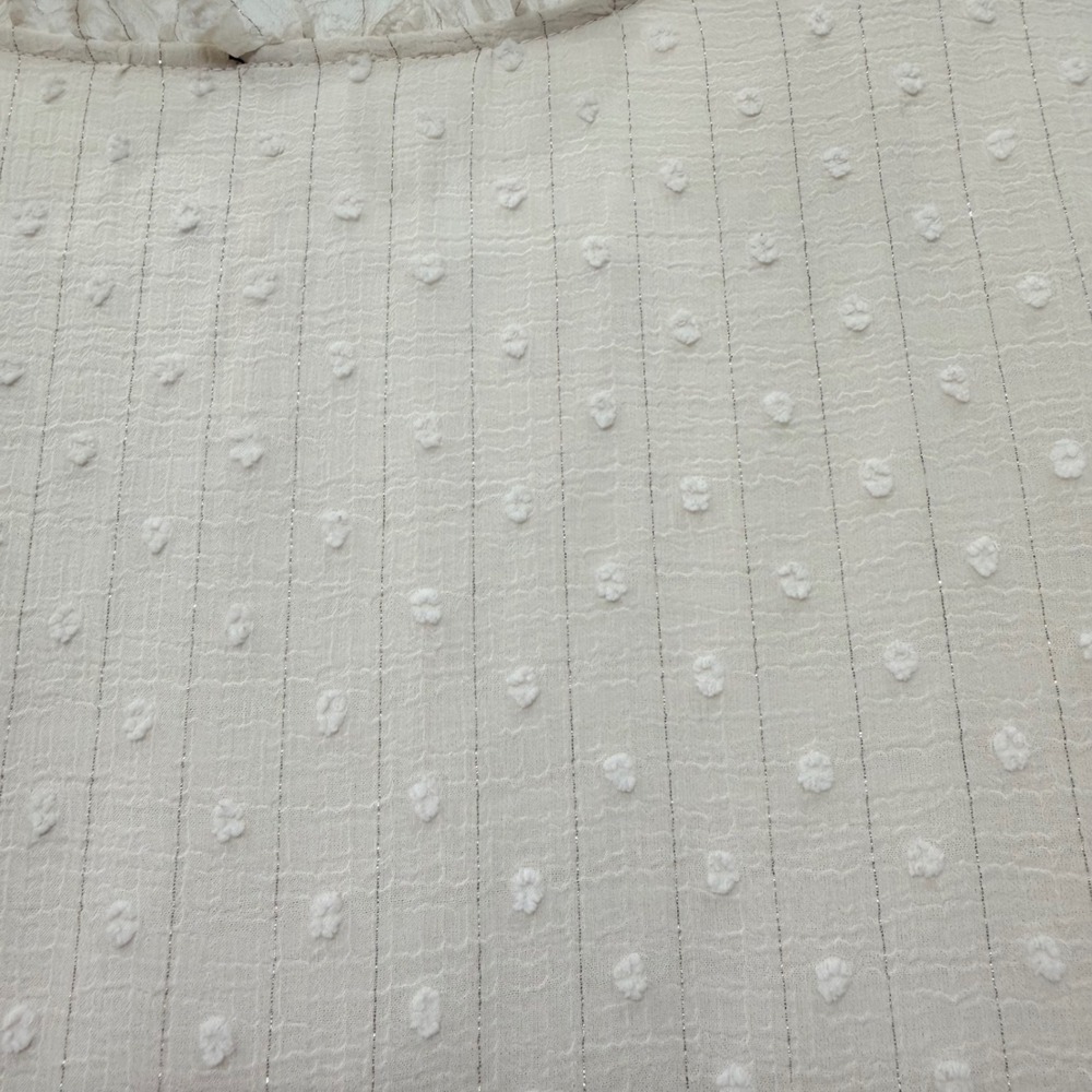 Luna Rae Cream Clip Dot Ruffled Flutter Sleeve Top Size Large romantic boho - Picture 4 of 8